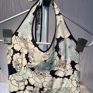 Vintage J Crew Halter Tied Back Silk Floral Dress Sz 4P Small